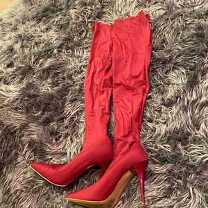 Boutique burgundy thigh high boots size 10